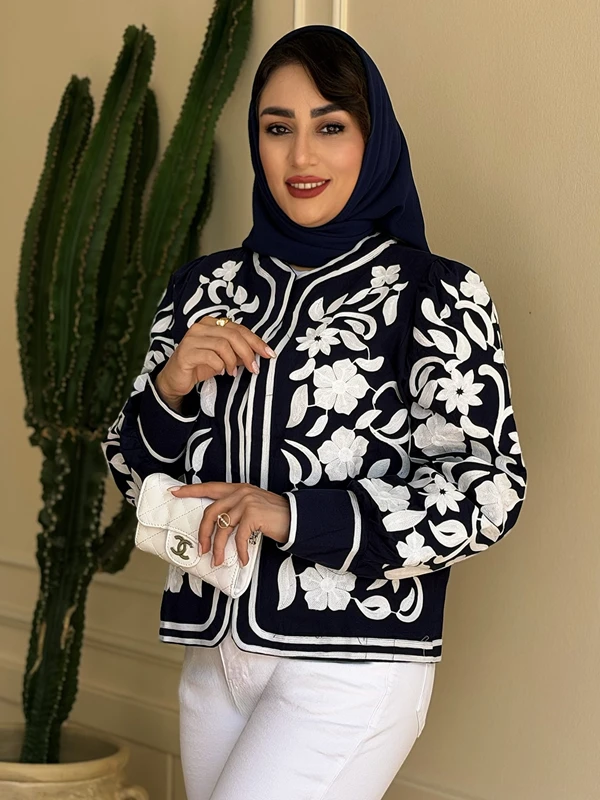 کت لینن قلاب بافی